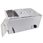 TAIMIKO Commercial Bain Marie Electric Food Warmer Stainless Steel Buffet Wet Well Sauce Food Warmer Steam Table for Catering Restaurants Temperature Control 1500W (3 Pans)