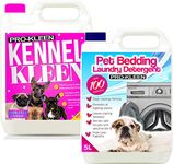 Pro-Kleen Kennel Kleen Cleaner & Deodoriser (Bubblegum Fragrance) - 5 Litres and 5 Litre Pet Bedding Laundry Detergent, Eliminates Pet Odours, Non- Bio, Anti-Bacterial