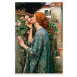 KWAY John William Waterhouse Canvas Prints - The Soul of the Rose Poster - Realism Romantic Artwork Woman Portrait Oil Painting Wall Art Renaissance Art Prints Canvas Unframed (12x18in/30x45cm)