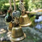 Witches Bells Door Protection Charm Boho Wind Chimes Hanging Ornaments Decor for Porch, Garden, Window,Wicca Altar Decor,Witches Bells for Protect Positive,Clear Negative Energies