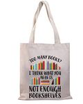 BDPWSS Book Lover Tote Bag For Women Bookworm Librarian Gift Book Club Reading Lover Reusable Shoulder Bag Funny Library Gift (Too many books TGCA)