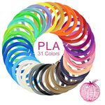 Kretrum 3D Pen Filament Refills 31 Colors 1.75mm PLA Compatible with SCRIB3D MYNT3D Keiare 3D Pen Most 1.75mm 3D Prining Pens NOT FIT 3Doodler Start+ Pen Each Color 5M, Toal 155M