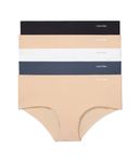 Calvin Klein Women's Invisibles 5 Pack Hipster, Black/Speakeasy/White/Light Caramel/Light Caramel, Small