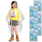 TUNCHMO Disposable Rain Ponchos for Kids (6 Pack) 50% Thicker Emergency Ponchos-Clear