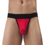 AM Zone Men's Polyester Spandex Thongs Brief Underwear (Pack of 1) (AM-ML-07604) Red (X-Large)