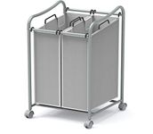 SimpleHouseware 2-Bag Heavy Duty Rolling Laundry Sorter Cart, Silver