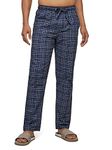 XYXX Men's Super Combed Cotton Checkered Checkmate Pyjamas [Pack of 1] Elasticated Waist, Drawstring | Loungewear for Men in Blue Checks