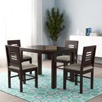 Adichwal Furniture Solid Sheesham Wood 4 Seater Dining Table Set with Cushioned Chairs for Dining Room | Living Room | Home & Office | Hotels Restaurant & Cafe (4 Seater, Walnut E)