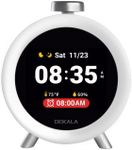 Dekala ChronoSense Alarm Clock for Bedroom w/Temperature Humidity, 7-Day Programmable 4 Alarms, 100dB Loud Gradual Alarm, IPS Screen Animation, Hourly Chime, White Noise Sound Machine, Ideal Gift