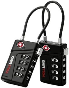 Vollumo TSA Approved Luggage Lock, 4-Digit Combination, Black Cable Padlock for Travel Suitcase (Black（2-Pack）)