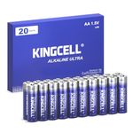 KINGCELL AA Batteries 20 Pack, High-Performance Double A Batteries with Ultra Long-Lasting, Leakproof 1.5V Alkaline Batteries 10-Year Shelf Life