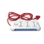 Goldmedal i-Strip LED High Grade Spike Guard (White and Red) – Pack of 1, 6 Outlet International Socket, master Switch, 3-pin 2 meter Cable, Indicator with Surge Protector for Home & Office