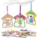 Baker Ross FC707 Fairy Wooden Decorations - Pack of 10, Crafts for Girls, Wood Crafts for Kids, Fairy Ornaments