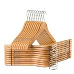 High-Grade Wooden Shirt Hangers with Rubber Grips (20 Pack) Smooth & Durable Wood Hangers with Grips Non Slip - Slim & Sleek Space Saving Hangers with Notches & 360 Hook - Ideal for Camisoles, Rompers