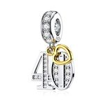 40th Birthday Charm for Pandora Charm Silver 40th for Mom Wife Anniversary Jewelry