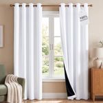 NICETOWN 100% Blackout Window Curtains - Thermal Curtains for Winter and Summer Insulated Drapeds with Black Liner for Nursery Rideaux (52in x 84in,Pure White,2 Pcs)