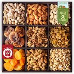 HyperFoods RawFruit Dry Fruit Gift Pack Basic Dark Wood Gift Hamper| Dried Fruit Berries Nuts Dry Fruit Combo Pack | Get Well Soon Gift with Greeting Card