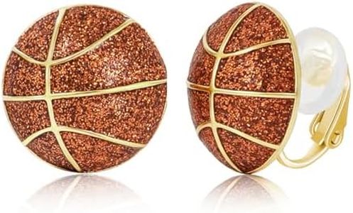 Basketball Clip on Earrings Non Pierced Stud Earrings for Women Mom, Game Day Gifts Sports Fan Accessories