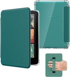 MoKo Case for 7" Kindle Paperwhite 12th Generation 2025/2026 & Kindle Colorsoft 2024/2025,Glitter Clear Kindle Case, Flexible Clear Soft TPU Back Cover Light Shell with Auto Wake/Sleep, Jade Green