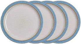 Denby - Elements Blue Dinner Plates Set of 4 - Dishwasher Microwave Safe Crockery 26.5cm - Blue, White Ceramic Stoneware Tableware - Chip & Crack Resistant Large Plates