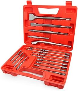 wesleydrill 17PCS Rotary Hammer & Chisels Masonry Drill Bit Set, SDS Plus Drill Bits Set, Fit for Drilling and Cutting in Concrete,Brick,Walls