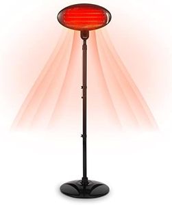 2KW Outdoor Free Standing Quartz Electric Garden Patio Heater 2000w Waterproof, 3 Power Settings, Adjustable Heat Angle and Height Adjustable Stand (Black)