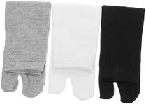 3 Pairs of Elastic Cotton Tabi Toe Socks (White+ Grey+ Black) Decoration Ever