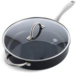 GreenPan Prime Midnight Hard Anodized Healthy Ceramic Nonstick 5QT Saute Pan Jumbo Cooker with Helper Handle and Lid, PFAS-Free, Dishwasher Safe, Oven Safe, Black