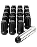 Orion Motor Tech 20PCS 12x1.5 Spline Lug Nuts with Cone Seat, 3/4" 19mm Hex 1.38x0.8 in. Blackened Car Accessories, Compatible with Cadillac Chevrolet Cruze Malibu Ford Fusion GMC Honda Accord Hyundai