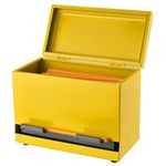 2Fold Supply Stainless Steel Pencil Dispenser - For Bulk Pencil Storage and Dispensing - Custom Pencil, Inspirational, Classroom and Chalkboard Marker Labels Included - Holds up to 200 Pencils- Yellow