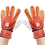 Clbort Soccer Goalie Gloves Youth Kids, Goalkeeper Gloves with Super Grip Palms, Anti-Slip Soccer Gloves, Double Wrist Protection (Red, Size 5 Suitable for 6-9 Years Old)
