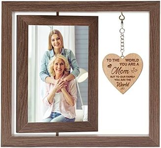 Gifts for Mom, Mom Picture Frames With Warm Heart Pendant Gifts for Mom Mother-In-Law, Mothers Day Birthday Gifts for Mom, Double Sided Mom Photo Frames 4x6(Walnut)