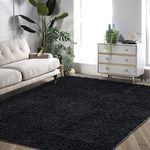 GlowSol Shag Area Rug 5x8 Luxury Plush Cozy Indoor Floor Carpet Non-Skid Soft Fluffy Bedroom Living Room Nursery Carpet Modern Accent Black Rugs for Baby Crawling Kids Playroom Home Office