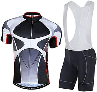 sponeed Men's Cycling Jersey and Bib Short Suit Bicycle Wear Padded Bike Tights, Gray, Small