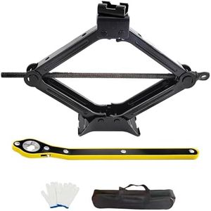NOVIITUS Scissor Car Lift Jack 2 Ton (4409 lbs) for Sedans, MPVs & SUVs, Compact Portable Kit Vehicle Roadside Emergency Tool Tire Change with Ratchet Wrench (2T)