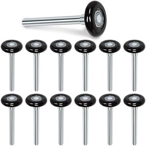 Glarks 12 Pack 2" Black Nylon Garage Door Roller, 4.8 inch Nylon Roller Stem, Quiet and Durable Replacement Garage Roller, Sealed 6200ZZ Bearing Garage Door Wheels for Garage Doors