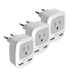 European Travel Plug Adapter 3 Pack, TESSAN International Power Adaptor 2 USB, Type C Outlet Adapter Charger USA to Most of Europe EU Spain Iceland Italy Germany France Israel