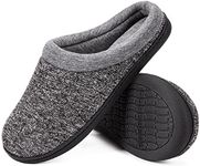 HomeTop Women's Knit Memory Foam Slippers Warm Soft House Shoes with Anti-slip Sole (9-10 M US, Space Black)