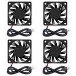 4PCS 6010 Fan 60x60x10mm DC 5V 60mm x 10mm Brushless USB Cooling Fan, Replacement Ball Bearing 60mm Fan for Cooling DIY PC Computer Case Fan - USB