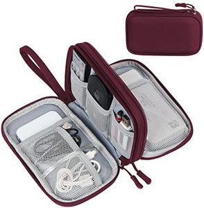 FYY Electronic Organizer, Travel Cable Organizer Bag Pouch Electronic Accessories Carry Case Portable Waterproof Double Layers Storage Bag for Cable, Cord, Charger, Phone, Earphone, Medium Size, Wine