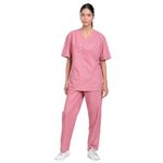 Triyaansh Medix Women Veda V Neck Scrub | 6 pocket Scrub | Comfortable Scrub Suit | High Quality Breathable Material | For Doctors | Nurses | Paramedics (Roseate Pink, Small)