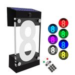 IVWVI Acrylics Solar Address Sign, Led Illuminated Solar House Numbers for Outside, Waterproof RGBW Color Changing Remote Control, Lighted Modern Address Plaque Solar Powered for Yard Home (Digit 8)