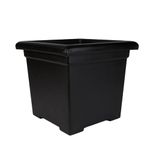 The HC Companies 15.5 Inch Accent Square Planter - Lightweight Decorative Outdoor Plant Pot with Drainage for Front Porch, Deck and Patio, Black