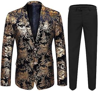 Cloudstyle Mens 2-Piece Dress Suit Floral Slim Fit 2-Button Tuxedo Blazer and Pants Set