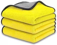 Force24 Microfiber Car Cleaning Cloth Super Soft 800 GSM (40 x 40 cm) Microfiber Cloth for Car and Bike Scratch Less Drying, Cleaning and Detailing (Yellow, Pack of 3)