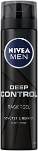 NIVEA MEN Deep Control Lot de 6 gels à raser (6 x 200 ml) pour un rasage confortable, gel à raser pour homme avec carbone noir
