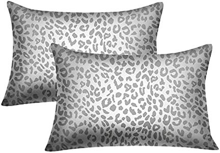 GALMAXS7 Satin Pillowcase for Hair and Skin Grey Leopard Print Satin Pillowcase Envelope Queen Size Set of 2 Pillowcase 20 x 30 inch Soft and Cozy Pillowcase Satin for Women