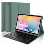 Keyboard Case for Samsung Galaxy Tab S6 Lite 10.4", Wireless Detachable Bluetooth Keyboard, Slim Protective Cover with Pencil holder for Samsung Galaxy S6 Lite 10.4 Inch 2024/2022/2020, Dark Green