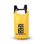 PMELCXD 20L Waterproof Dry Bag/Yellow Backpack Waterproof Bag with Waterproof Phone Case Long Adjustable Strap for Kayaking Boat Tour Canoe, Fishing, Rafting, Swimming, Snowboarding