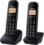 Panasonic KX-TGB612EB Cordless Landline Telephone, with Nuisance Call Blocker and Shock Resistant Handsets, Twin Pack - Black